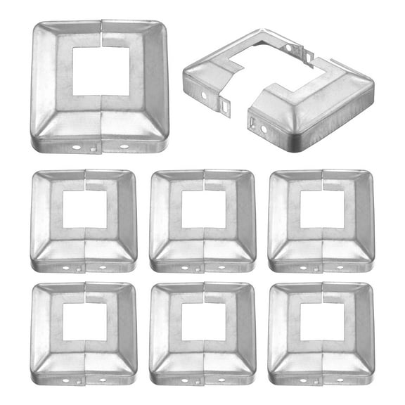 8 Pack Post Base Cover, 3.25x3.25 (Internal Size 1.25x1.25) Metal Split Style Post Skirt, Porch Column Wrap for Post Fence Deck Cable Railing Baluster Stair Rails, Silver
