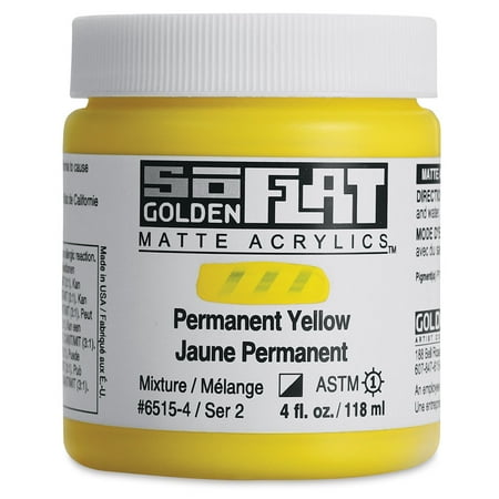 UPC: 0738797651548 | Golden SoFlat Matte Acrylic Paint – Permanent Yellow  118 ml  Jar