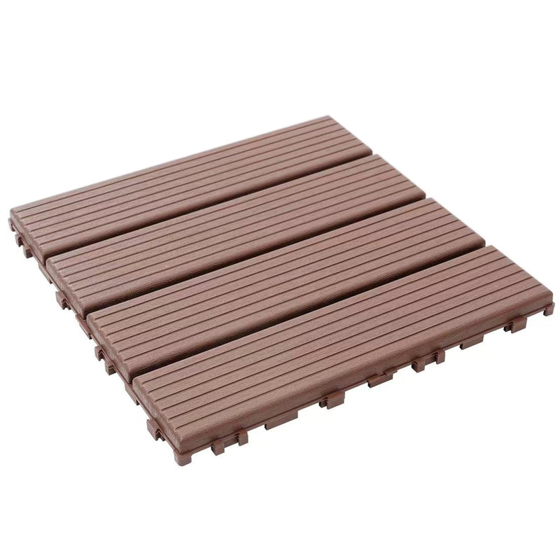 Aukfa 44 Pack Interlocking Deck Tiles, 12"X12" Waterproof Outdoor Flooring for Patio, Garden, Deck, Poolside, Backyard, Brown