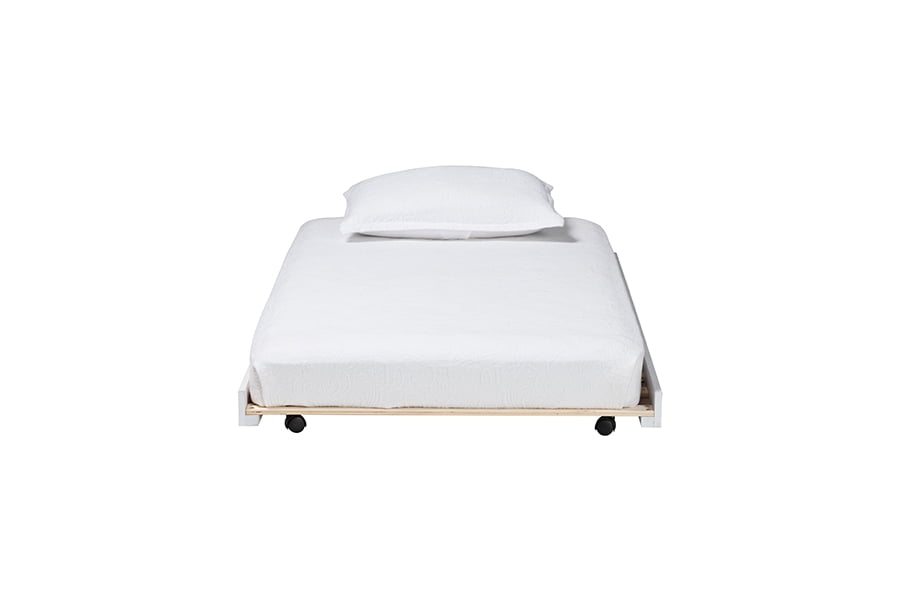 Baxton Studio Lucera Trundle - Underbed Low-Profile Rolling Base for Daybeds and Guest Rooms, Twin, White