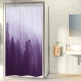 thumbnail image 3 of Small Stall Purple Shower Curtain for Bathroom Decor 36Wx72H Narrow Half Rv Nature Mens Misty Tree Mountain Foggy Woodland Art Printed Fabric Polyester Waterproof 6 Pack Plastic Hooks, 3 of 6