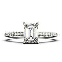 Art deco 2.00 Carat Emerald Cut Diamond Moissanite Engagement Ring Set, Wedding Ring in 10k Solid White Gold, Feminine Gift, Promise Ring, Anniversary Gift