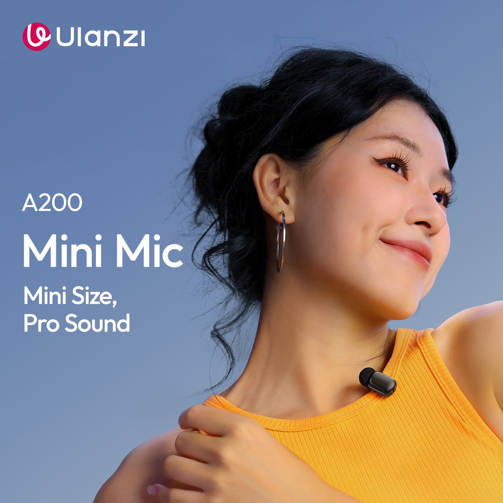 Ulanzi A200 Mini Wireless Lavalier Microphone Compatible with Smartphones, Action Cameras & Computers, Clip-On Omnidirectional Mic with Charging Case for Vlogging, Interviews & Live Streaming
