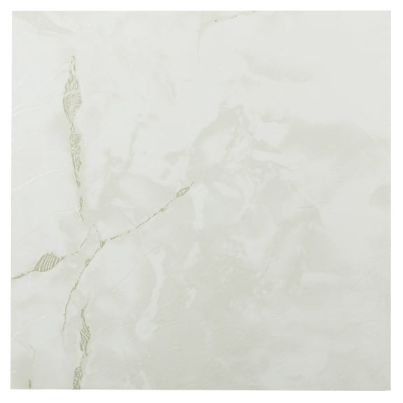 Simple Elegance by Ben&Jonah Platino Classic White with Grey Veins 12" x 12" Self Adhesive Vinyl Floor Tile - 20 Tiles - 20 sq. ft.