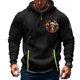 thumbnail image 1 of Sudadera con capucha para hombre, informal, con estampado, deportiva, de manga larga, blusa de poliéster, 1 of 4
