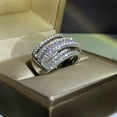 thumbnail image 4 of Gorgeous 925 Silver Ring Gift Cubic Zircon Wedding Women Party Jewelry Sz 6-10, 4 of 5