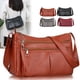 thumbnail image 1 of Bolso bandolera con correa ancha • Múltiples bolsillos con cremallera • Imitación cuero • 10,24x7,48x3,94 pulgadas • Marrón, gris, rojo • Bolso para cartera de móvil, 1 of 6
