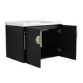 thumbnail image 4 of 28 Inch Wall Mounted Bathroom Vanity with Ceramic Basin, Bathroom Sink Cabinet with 2 Soft Close Doors Gold Metal Handle for Small Room, Black, 4 of 9