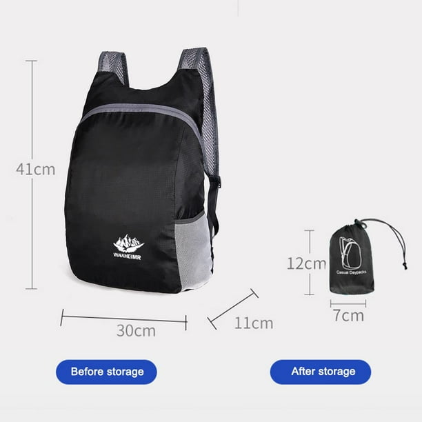 Mochila plegable para viajes al aire libre, impermeable, deportes, senderismo, mochilas (negro) Sywqhk Para Estrenar