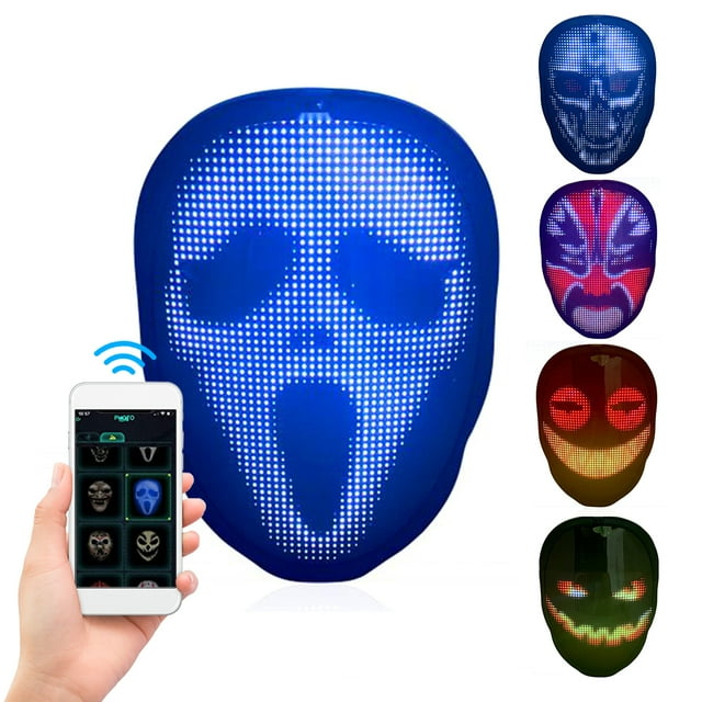 Yeacher Lumière LED Colorée Effrayant avec Batterie Intégrée 45 Images Dynamiques 70 Images Statiques Contrôle par Application Détection de Gestes pour Fête Boîte de Nuit Bar Carnavals Danse Raving
