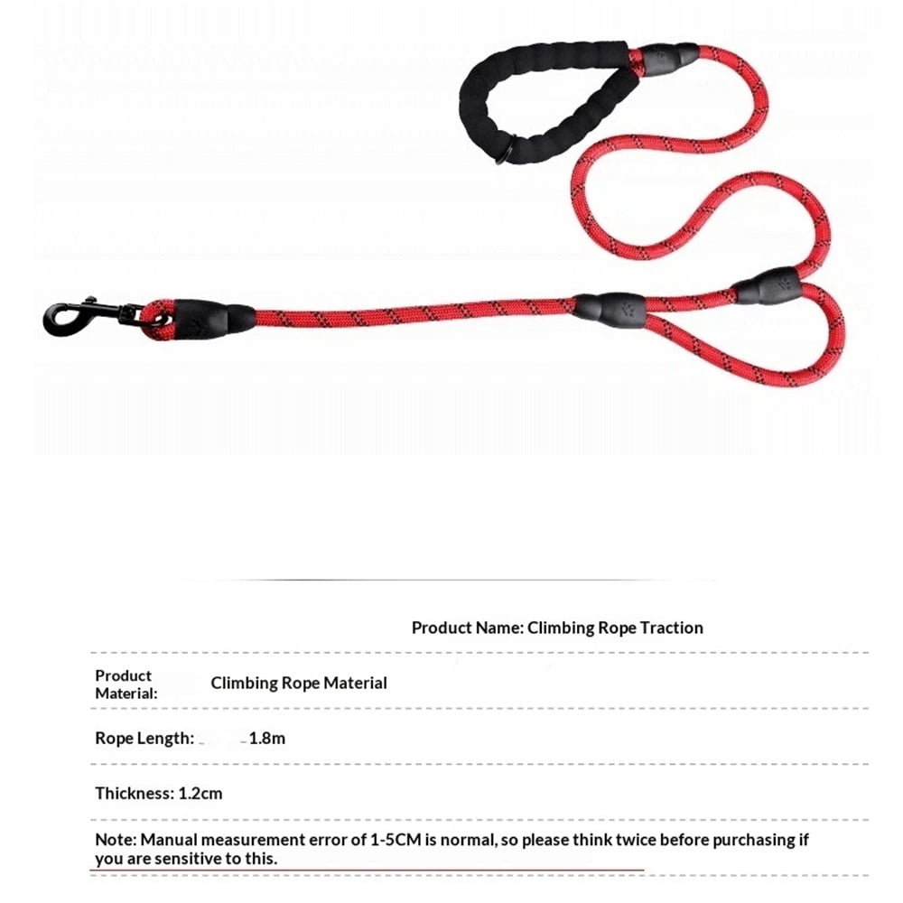 Plutue Pet Rope Dog Leash 6ft Long,Traffic Padded Two Handle,Heavy Duty,Reflective Double Lead for Control Safety Training,Leashes for Large Dogs or Medium Dogs,Dual Handles Leads(Red)