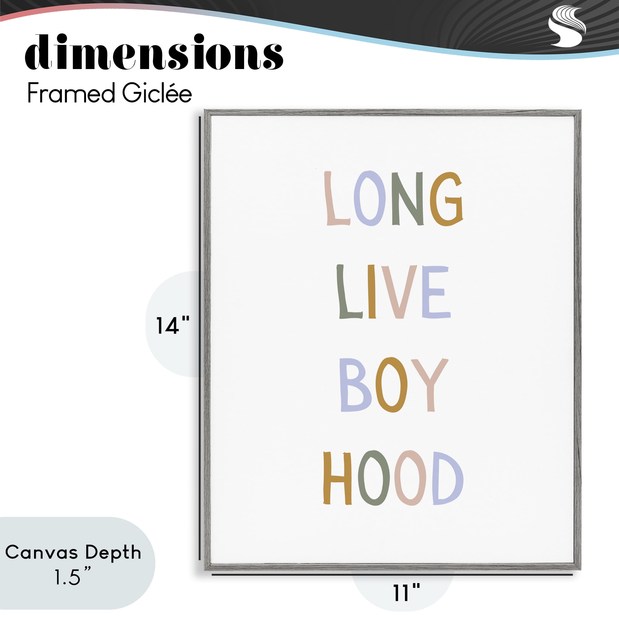 Stupell Industries Long Live Boy Hood Gray Framed Giclee Art, design by Katie Griggs