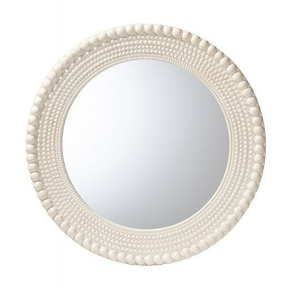Baxton Studio Grazia Modern Round Beaded-framed Accent Mirror in Pearl White