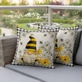 thumbnail image 4 of Farm Gnome Pillow Covers 2 Pack White Daisy Bee Vintage Farm Black Plaid Pillowcase Waterproof Outdoor Throw Pillow Cover for Patio Garden Square Cushion 16”x16”, 4 of 9
