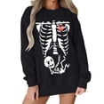 thumbnail image 2 of KHONTS Women Skeleton Sweatshirt Halloween Maternity Sweatshirts Crewneck Pullover Tops Pregnancy Announcement Tee Tops Black XL, 2 of 5