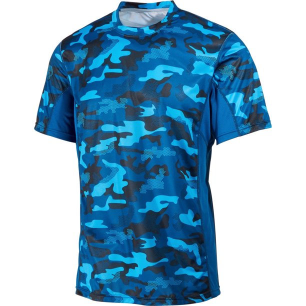 Camiseta básica de rendimiento de ideología para hombre, azul, pequeña