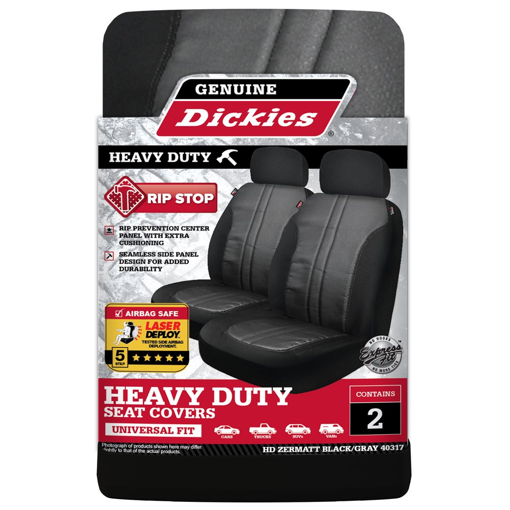 Genuine Dickies 2 Piece Zermatt Headrest and Seat Covers, Black Gray