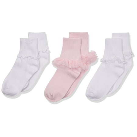 

Jefferies Socks Big Ruffle/Ripple Edge/lace Girls Socks 3 Pack Pink/White Medium (2188-A)