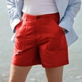 thumbnail image 6 of Bloomae Women's Lightweight Hiking Cargo Shorts with Pockets Trendy Summer Basic Solid Color Button Elastic High Waist Athletic Shorts for Golf Casual, 6 of 7