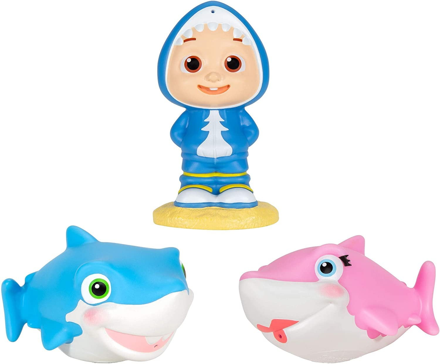 CoComelon Bath Squirters JJ And Sharks Boy Kids Toddler Bath Toys Size 4 Inch Figures Set of 3