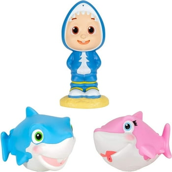CoComelon Bath Squirters JJ And Sharks Boy Kids Toddler Bath Toys Size 4 Inch Figures Set of 3