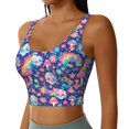 thumbnail image 2 of Balery mushroom Skull rainbow color Sujetadores deportivos con espalda cruzada para mujer, acolchados, sin costuras, de alto impacto, ideales para yoga, gimnasio, entrenamiento y fitness.-XX-Large, 2 of 8