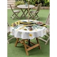thumbnail image 3 of Outdoor Tablecloth with Umbrella Hole and Zipper, Summer Bee Love Round Table Cloth 60 Inch Waterproof Tablecloth, Daisy Floral Eucalyptus Leaves Rustic Picnic Table Cover for Patio Camping, 3 of 7