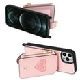 thumbnail image 4 of Feishell Crossbody Phone Case for Apple iPhone 12 Pro Max,Heart Pattern PU Leather Zipper Pocket & Card Slots Shockproof Kickstand Phone Case with Adjustable Shoulder Strap,Pink, 4 of 12