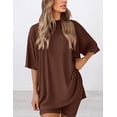 thumbnail image 6 of PRETTYGARDEN Women's Two Piece Lounge Set Summer Casual Oversized Shirts Biker Shorts Matching Airport Travel Outfit, 6 of 7