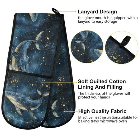 

BZSMCE Oven Mitts Galactic Swim Creative Pattern Resistant Kitchen Gloves