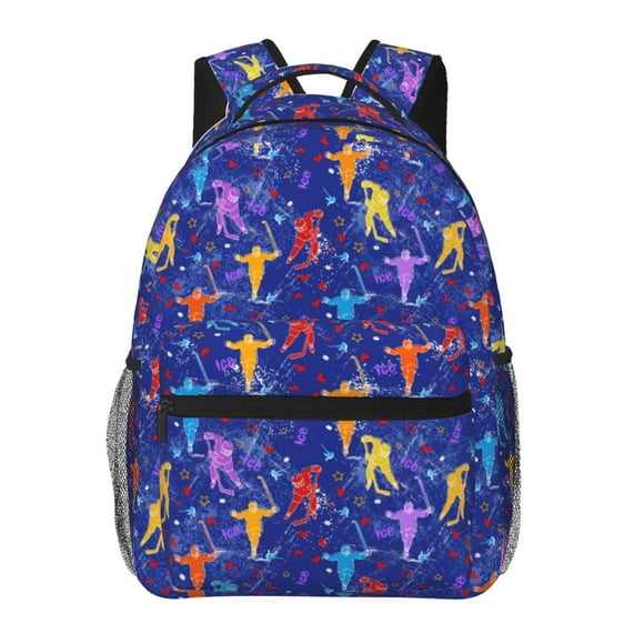 Easygdp Ice Hockey Players With Puck Mochila Ergonómica Versátil para Laptop - Múltiples Bolsillos, Correas Ajustables, Unisex para Escuela, Viajes y Actividades al Aire Libre-One Size