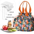 thumbnail image 4 of Pioneer Flower Floral Print Pattern Drawstring Lunch Bag Women - Drawstring Lunch Bag Insulated for Work Office - Stain-Resistant Large Lunchbags for Women with Multi-Pockets, 4 of 6