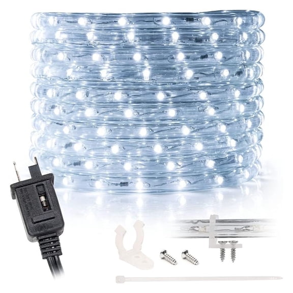 25ft Cool White LED Rope Light, 288 LEDs Outdoor Waterproof - Connectable Accent Lighting for Patio, Backyard, Holiday Decor