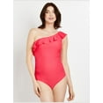 thumbnail image 5 of Motherhood Maternity Ruffle Front One Shoulder Maternity Swimsuit UPF 50+, 5 of 5