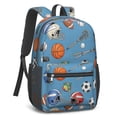 thumbnail image 2 of Football and Golfball Blue Pattern 17" Waterproof Oxford School Backpacks for Teens, S-Shape Padded Straps, for School, Travel, Hiking, Camping, 2 of 5