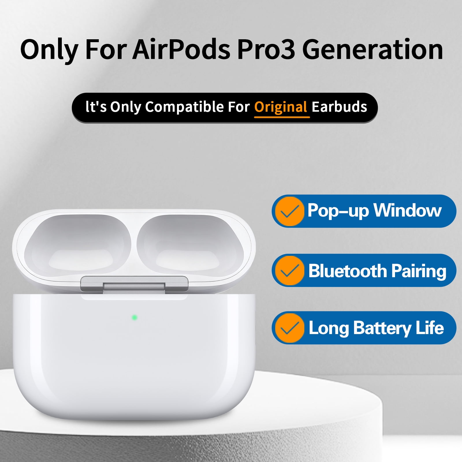 Replacement Wireless Charging Case for Apple AirPods Pro 3 (USB-C) - Case Only, No Earbuds Included