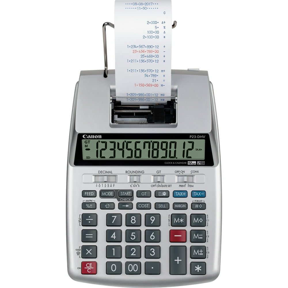 Canon P23DHV3 12digit Printing Calculator, Silver, 1 Each (Quantity