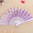 thumbnail image 3 of Vjnyvs 4pcs Floral Folding Hand Fan Vintage Retro Plastic Handheld Fans Folding Fan Wedding Dancing Church Party, 3 of 7
