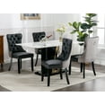 thumbnail image 6 of ODUSE-DAILY Dining Chairs Set of 2, Kitchen & Dining Room Chairs, Nailheads Tufted, Sillas De Comedor, Black PU & Gray Velvet Upholstered, Wood Legs (Two-Tone, 2 Pcs), 6 of 12