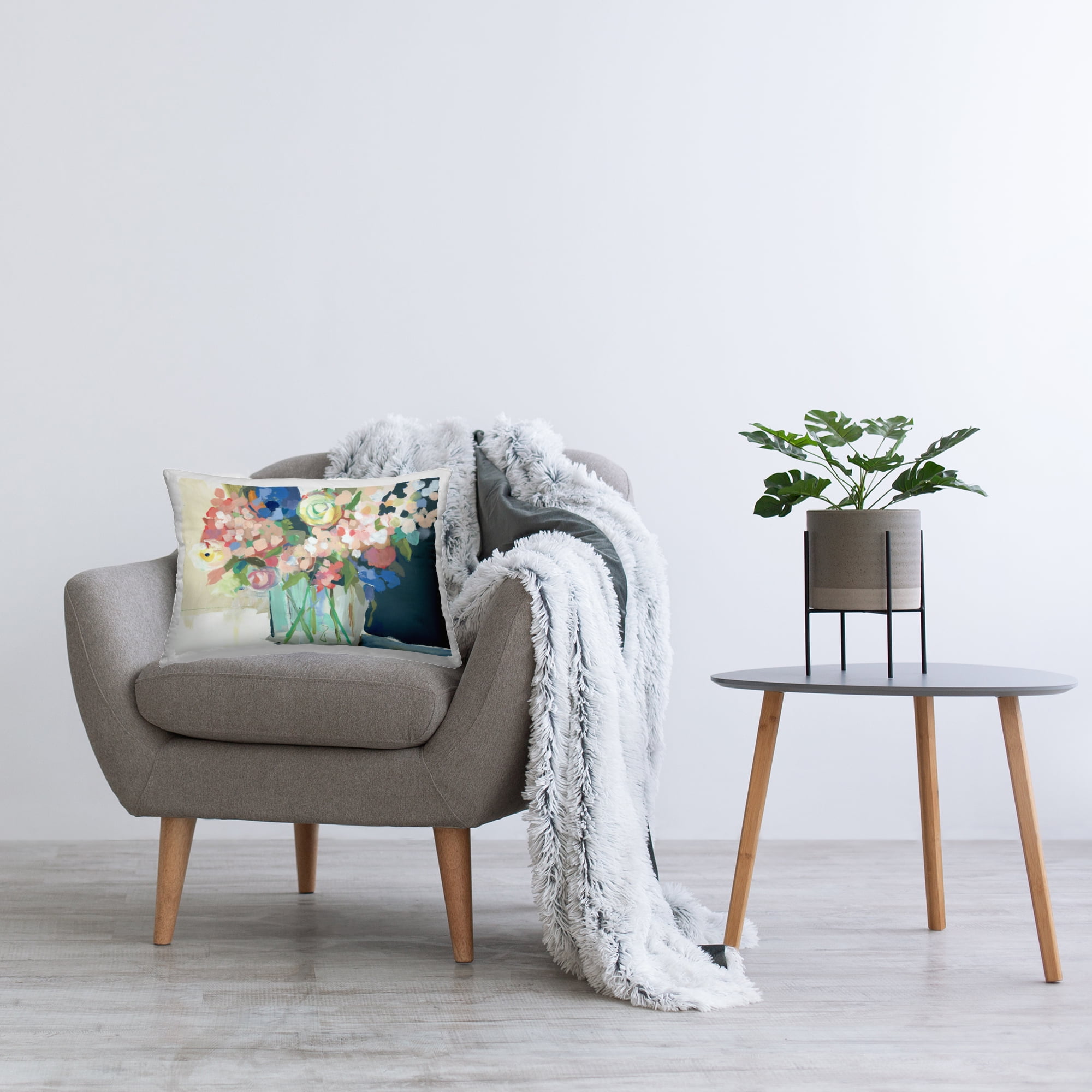 Stupell Industries Impressionist Flower Bouquet Decorative Printed Throw Pillow Design by Jenny Westenhofer.