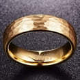 thumbnail image 3 of Wedding Ring Men or Women 6mm. Yellow Gold Hammered Tungsten Wedding Band, 3 of 5