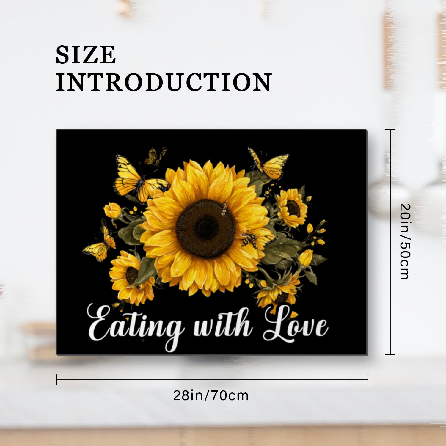 Stove Top Covers for Gas Burners, Sunflower Butterfly Eating with Love Print Anti-sip Washable Stovetop Cover Mat, Waterproof Oilproof Dustproof Pad for Kitchen RV (28×20 Inch)