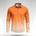 thumbnail image 7 of TKKCS Mens Gradient Long Sleeve Polo Shirts- Casual Stretch Lightweight Regular Fit Golf Shirts Orange Size M, 7 of 7