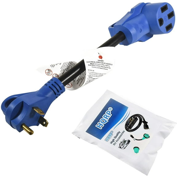 HQRP 30 Amp to 50 Amp RV Adapter Cord, TT-30P Male to 14-50R Female Electrical Power Plug Converter Dogbone with Grip Handle Heavy Duty 12" for RV Trailer Camper