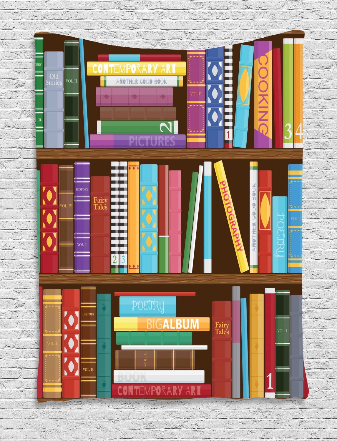 Bookshelf Tapestry Digital Drawing Graphic Of Home Library With Books About Different Subjects Image Wall Hanging For Bedroom Living Room Dorm Decor 60 W X 80 L Multicolor By Ambesonne Walmart Com Walmart Com