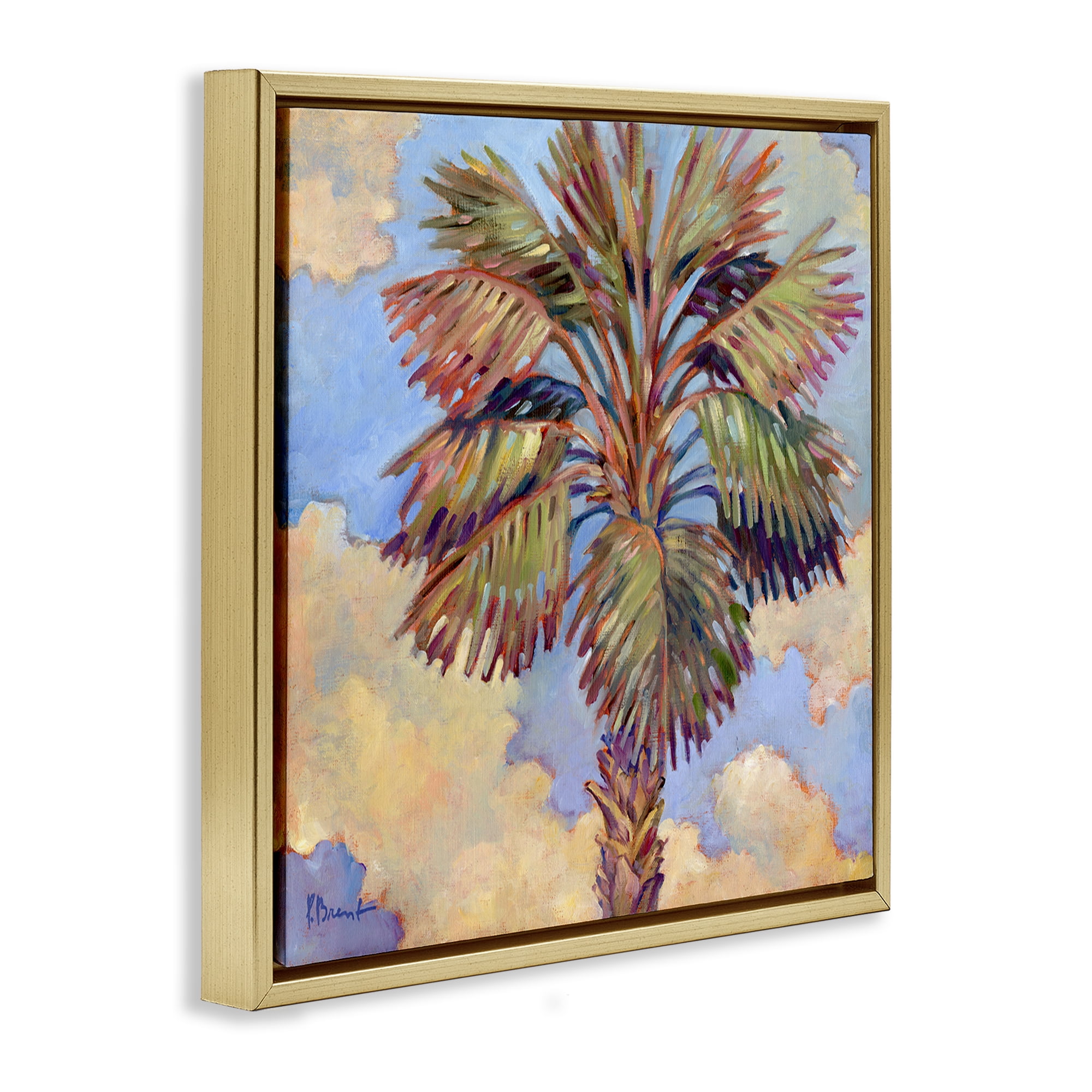 Stupell Industries Santa Rosa Palm Landscape & Nature Painting Gold Floater Framed Canvas Art Print Wall Art, 18 x 18