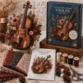 thumbnail image 4 of Violin Floral Patchwork DIY Sewing Kit, Layered Quilted Fabric Handcraft Set With Vintage Flower Motif, Musical Craft Supplies for Wall Table Decor And Handmade Art Adults and Beginners Gift, 4 of 6
