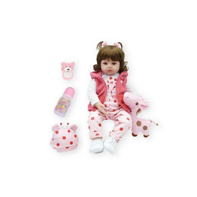 Juguete de vinilo Reborn Baby Doll de 48 cm con ojos marrones para niñas