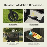 BabyVista Wagon Stroller All-Terrain for 2 Kids with Canopy, Parents Organizer, Adjustable Handlebar, Compact Foldable Baby Stroller Collapsible Toddler Stroller