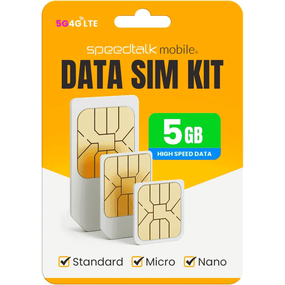 SpeedTalk Mobile 5GB SIM Card, 5G 4G LTE